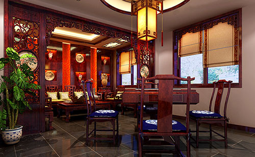 江夏古典中式风格茶楼包间设计装修效果图